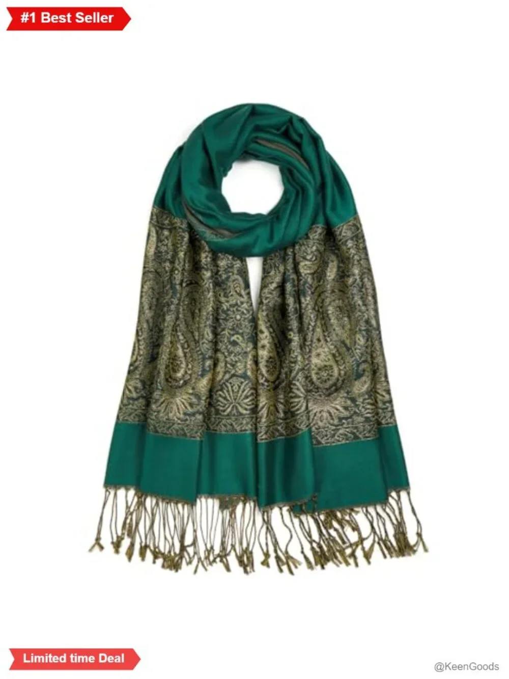 Paisley Pashmina Shawl Wrap Reversible Jacquard Fringe Viscose Acrylic